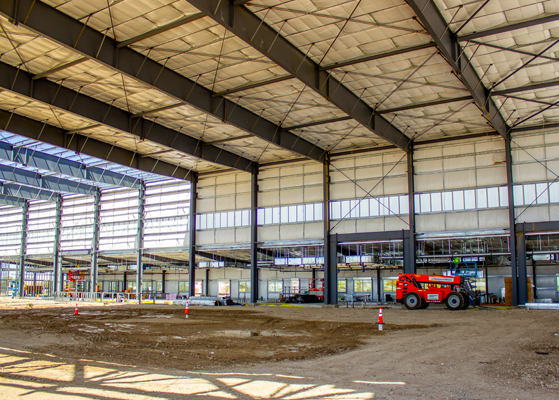 View inside of the Business Jet Center's airport hangar