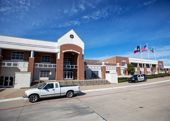 Entrance view of Rockwall-Heath High School