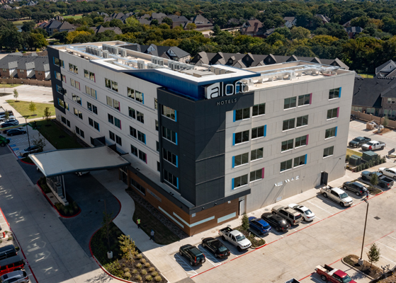 Aerial view of the Aloft Hotel in Trophy Club Texas