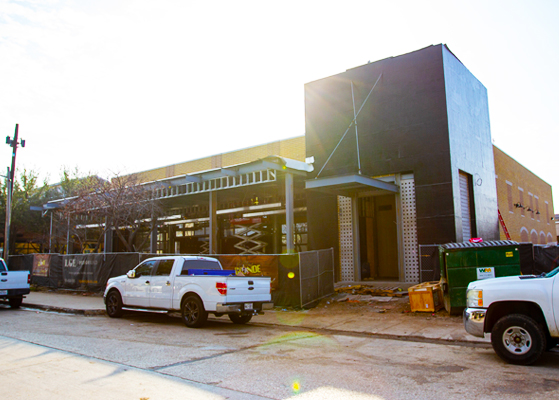 Exterior view of the Bottled Blonde pizzeria in Fort Worth, Texas